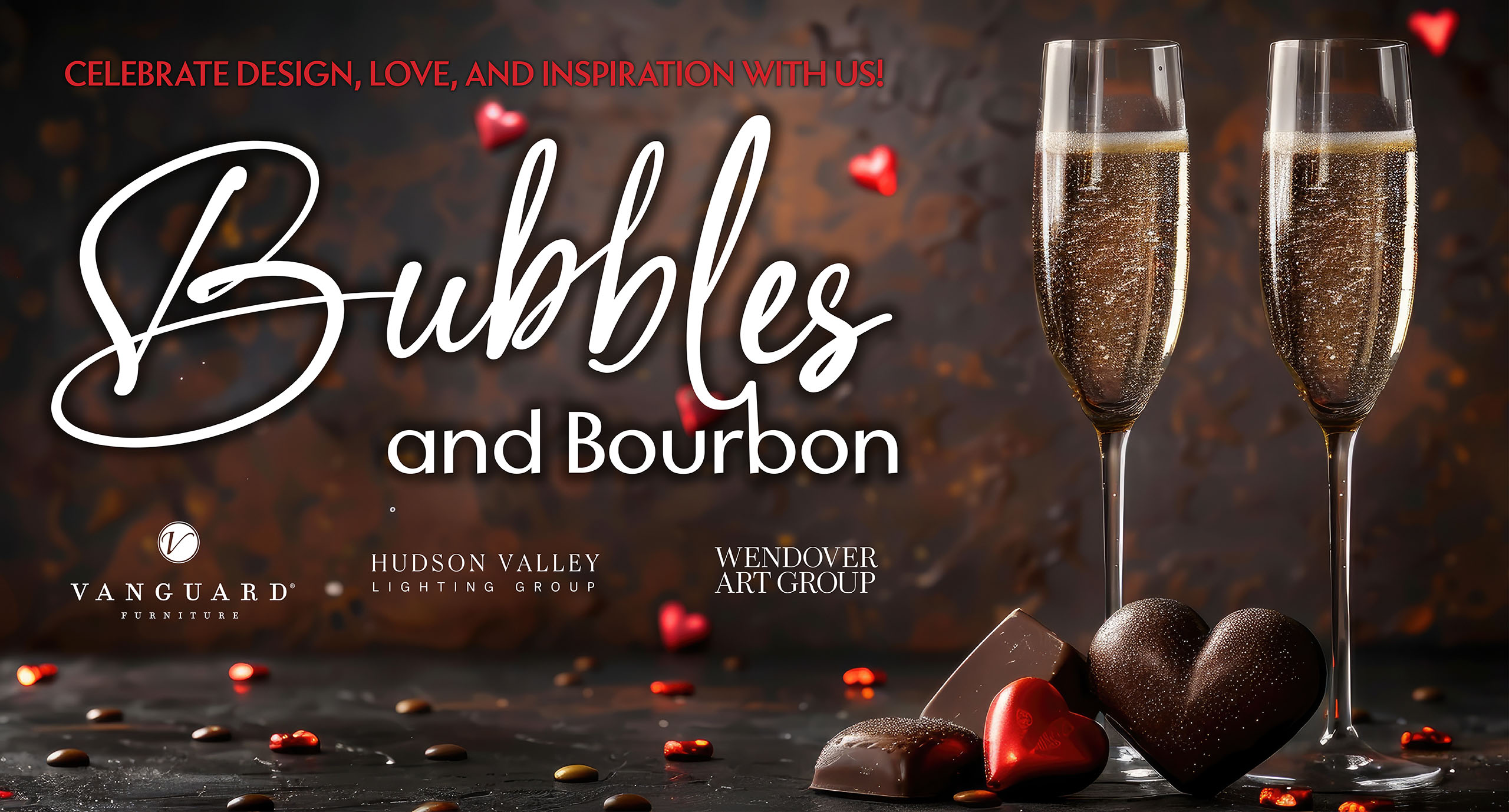 Bubbles & Bourbon at IDS—explore new designs from Vanguard, Wendover Art, Kevin O’Brien & Hudson Valley Lighting. Sip sparkling wine, bourbon cocktails, and get inspired.